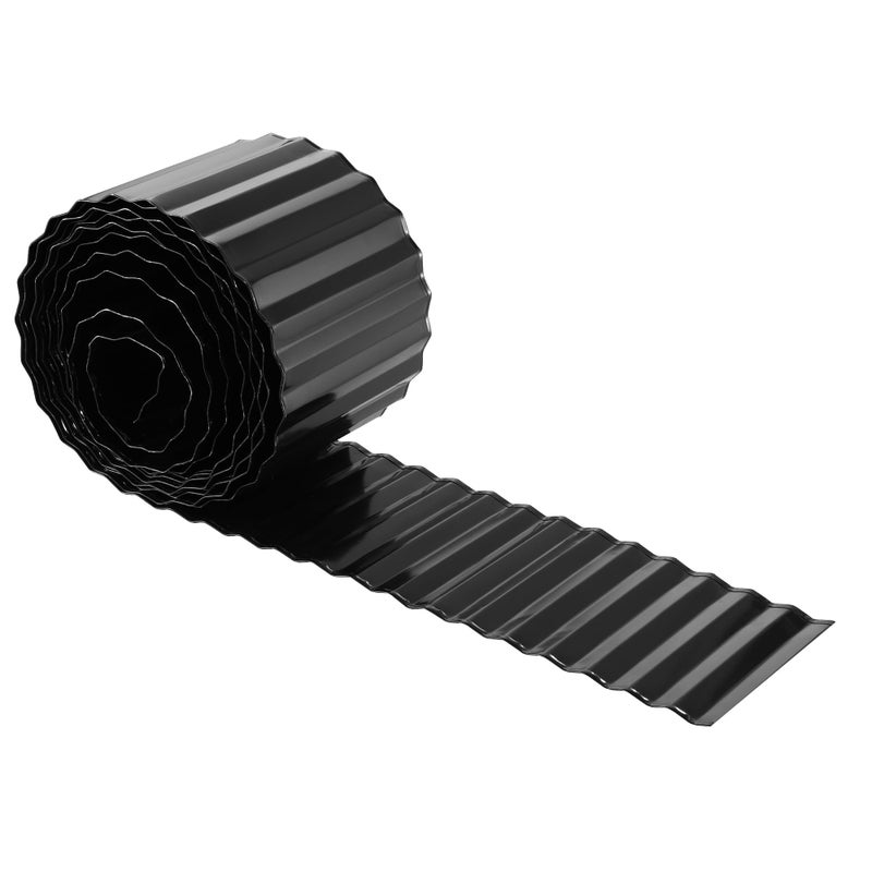 ZXZYHFTY Corrugated Metal Garden Edging, Landscape Edging Border, 6 ""  40 Ft Corrugated Metal Fence for Garden, Flower Bed, Lawn and Landscape Edging (Black) - Image 1